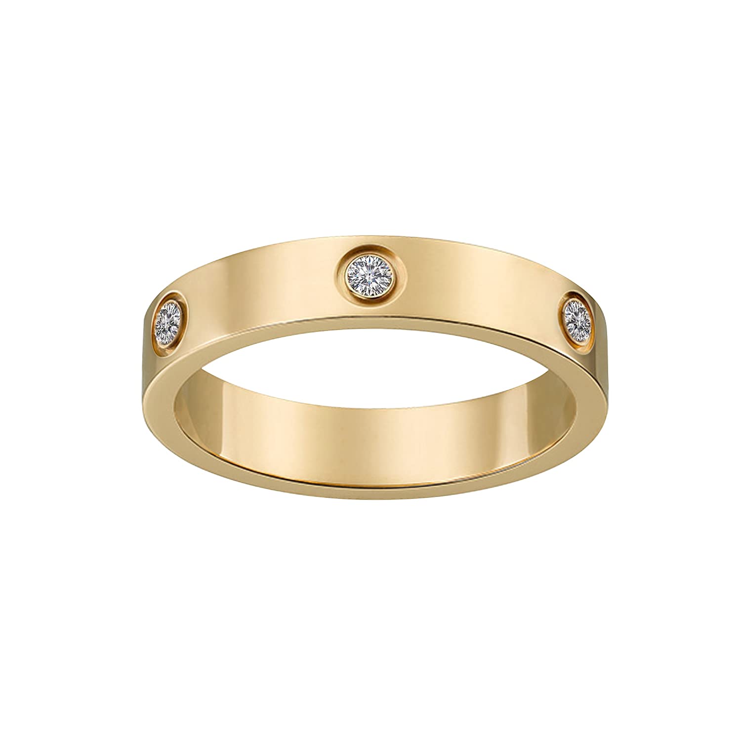 RUIQUAN 18K Gold Silver Rose Plated Love Ring Cubic Zirconia Promise Ring Wedding Band Jewelry Birthday Gifts for Women Teen Girls