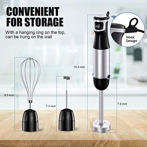 3in1 Immersion Blender, 500W Smart Stepless Speed Hand Blender