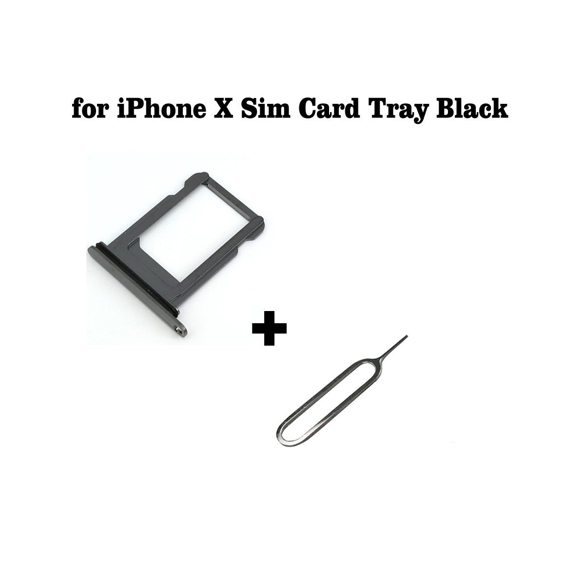 Cemobile SIM Card Tray Slot Holder Replacement with Waterproof Rubber Seal Ring for iPhone X + SIM Card Tray Open Eject Pin (Black)