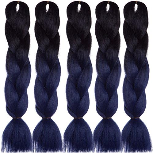 Emmet Jumbo Braids 60+ Colors Kanekalon Synthetic Box Braids African Hair Extension 100g/pcs, Hair Care Ebook Included (24", 5 Pack, Ombre Color 50)