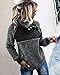 PRETTYGARDEN Women's Warm Long Sleeves Oblique Button Neck Splice Geometric Pattern Fleece Pullover Coat Sweatshirts Outwear (Black, Medium)