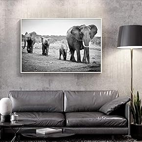 Floating Framed Canvas Wall Art for Living Room, Bedroom Black and White Wild Animal Canvas Prints for Home Decoration Ready to Hang - 16x24 inches