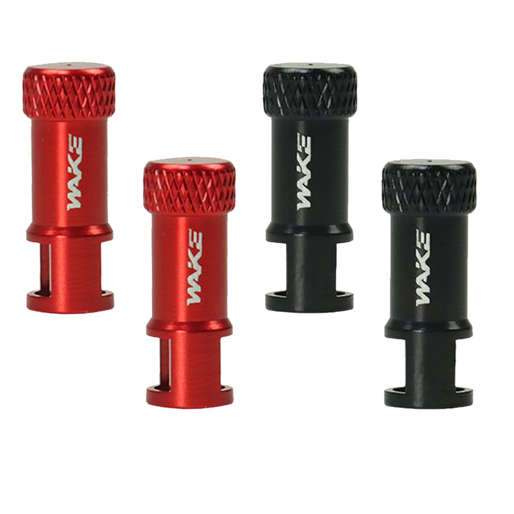 CYSKY 2 in 1 Presta Valve Stem Caps with Valve Core Removal Tool in Cap, Bicycle Tubeless Presta Valve Stem Covers, Light Weight Durable, Convenient Bike Tool (4pcs (Black & Red))