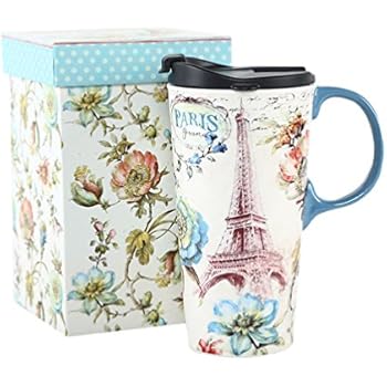 17 oz. Ceramic Travel Mugs and Coffee Cup with Sealed Lid and Gift Box