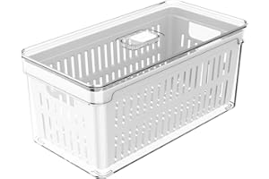 Organizador de Geladeira com Escorredor Interno, 5 L - Caixa Plástica para Legumes, Saladas