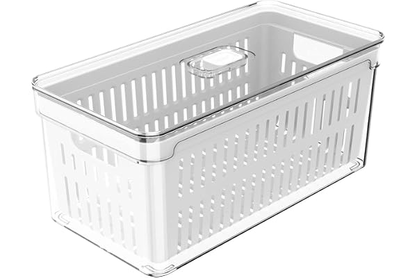 Ou Organizador de Geladeira com Cesto 5L Natural Linha Clear Fresh