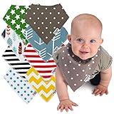 Baby Bandana Drool Bibs - 8 Gift Unisex Set - For Boys and Girls - Perfect for Newborns, Infants and Toodles - Organic Cotton Great for Drooling and Teething - Best Shower Gift