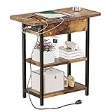 End Table with Charging Station, Narrow Side Table
