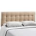Modway Emily Tufted Button Linen Fabric Upholstered King Headboard in Beige
