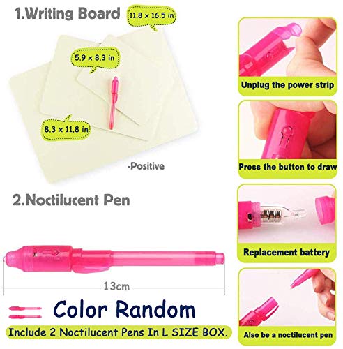 Farielyn-X Draw with Light-Fun Drawing Board Pad Tablet for Kids- Glow LED Child Sketchpad Funny Toys Doodstage Light Drawing Fun and Developing Toy Gift Luminous Drawing Board Set (L) - Thumbnail 3