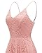 Bridesmay Women's V-Neck Adjustable Spaghetti Straps High Low Cocktail Party Bridesmaid Floral Lace Dress