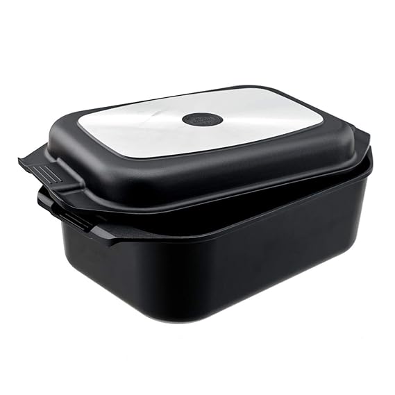 Steinbach Rechteckbräter Baranco | Aluguss | mit Deckel | 35 x 25 cm | Bräter | Schmortopf