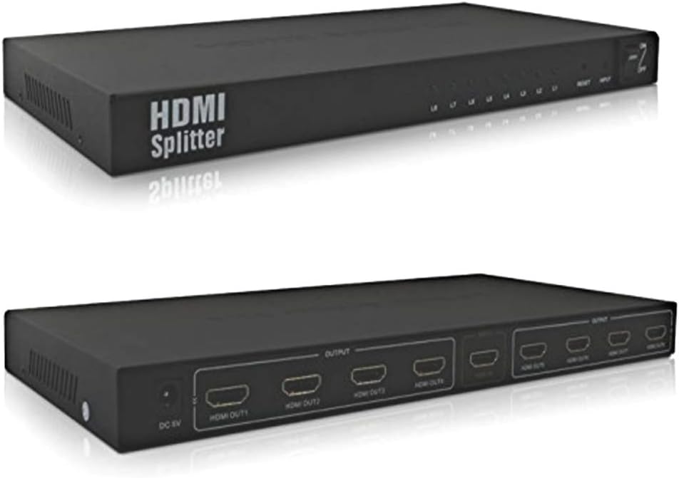 Audiovan HDMI Splitter 1 in 8 Port Out of Full HD Support 1080 P 4k & 2k (8, Black)