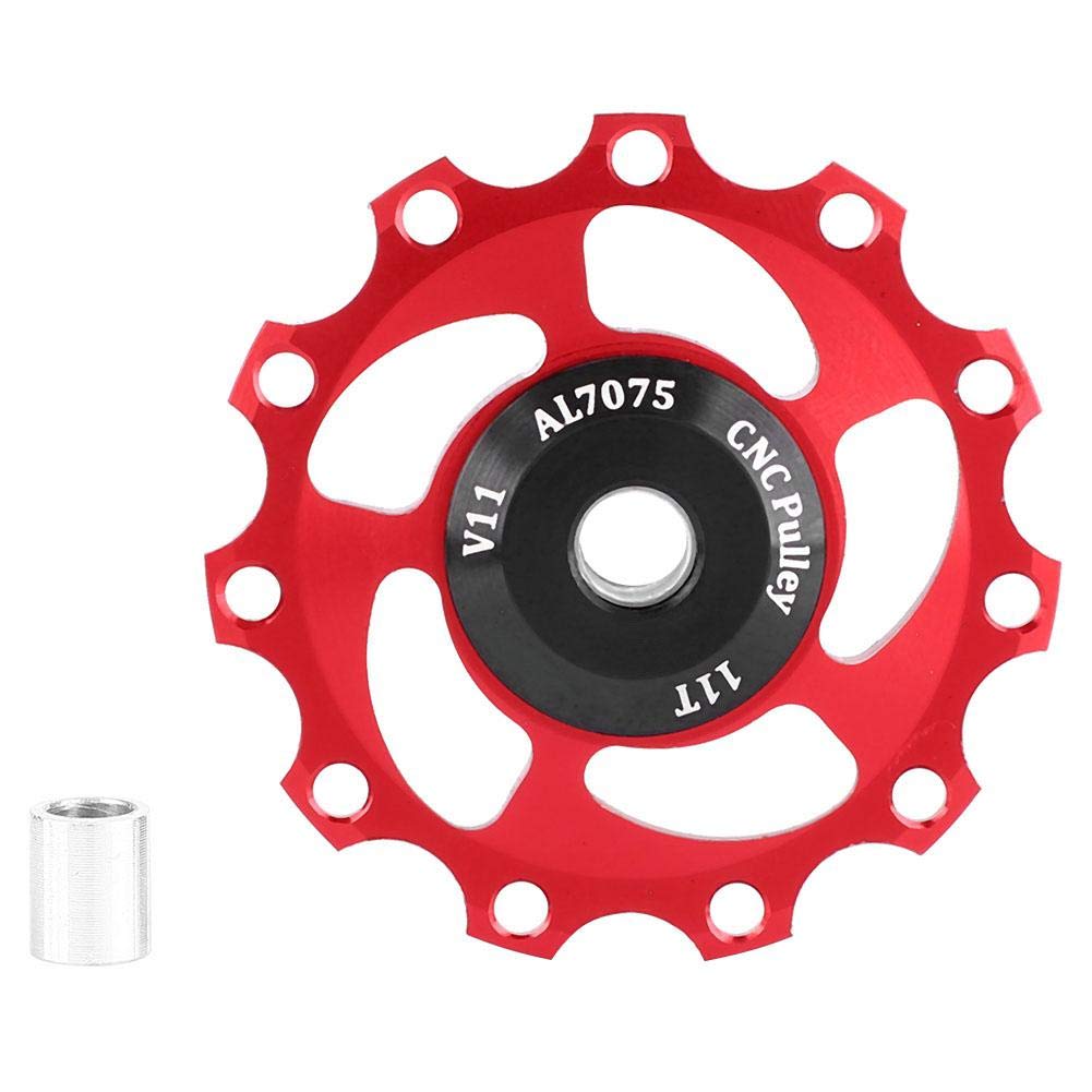 VGEBY1 Bike Derailleur Pulley, Bike Rear Guide Wheel Lightweight 11T Pulley for (Black Red)