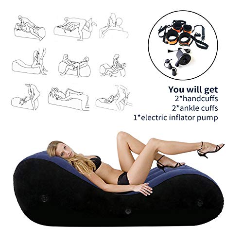 Inflatable Sex Position Sofa – Sex Furniture Sex Bed Sofa with Pump Handcuffs & Leg Cuffs Yoga Chaise Lounge Relax Chair Chaise Lounge Air Sofa Portable Inflatable Lounger for Couples