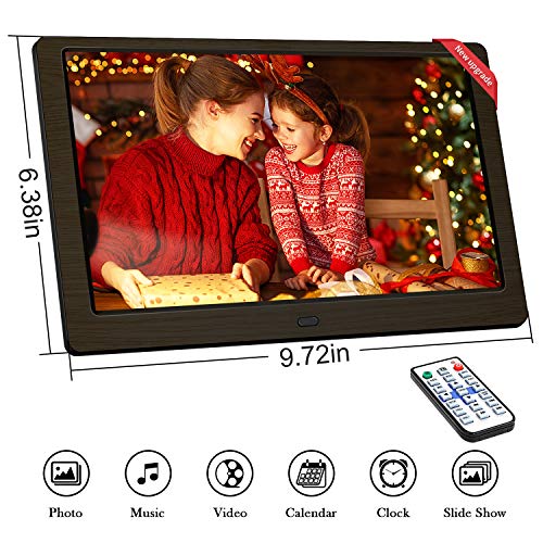Digital Photo Frame, 10 inch Digital Picture Frame HD 1920x1080 16: 10 Full IPS Display Photo/Music/Video/Calendar, Auto On/Off Timer, Background Music Support 32GB USB Drives/SD Card,Remote Control
