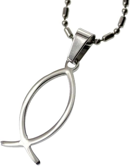 Christian Fish Pendant Necklace qality Stainless Steel Jewelry. Amazon