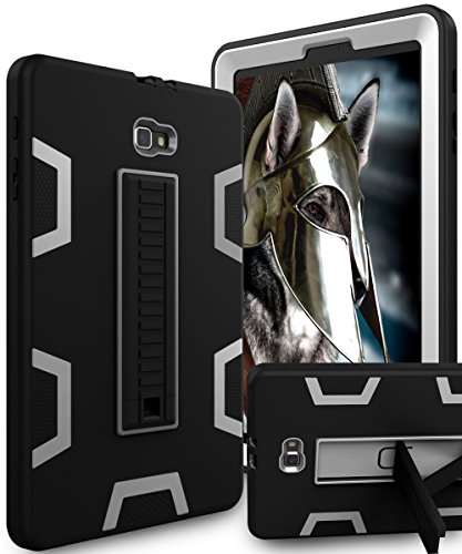 Samsung Galaxy Tab A 10.1 Case,KAKA[Kickstand Feature]Three Layer Hybrid Heavy Duty Full-Body Shockproof Anti-Slip Protective Case for Samsung Galaxy Tab A 10.1 inch Tablet(SM-T580/SM-585),Black/Grey