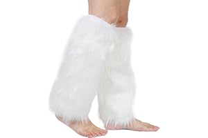 PowerKing Women's Faux Fur Leg Warmer Furry Long Boot Cuffs Cover for Winter Wear and Outdoor Activities