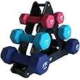 JFIT Dumbbell Set w/Durable Rack, Double Neoprene Coated Workout Weights, Solid Design Rack, 32 LB Set