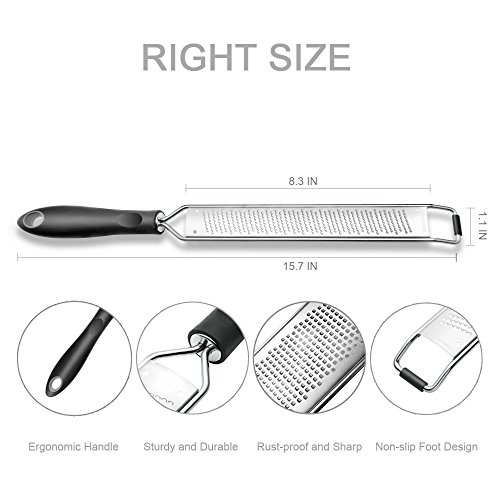 Premium Lemon Zester Tool, New Upgraded Cheese Grater, Perfect for Parmesan, Citrus, Chocolate, Fruits, Vegetables, Dishwasher Safe By HAOZAN. (Zester +Brush +Protector) - Thumbnail 2
