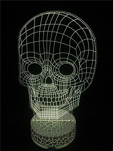 Fund 3D Illusion Light LED Table Lamp 3D Skull Base Synchronous Glow Table Lamp Children Night Light USB Powered Kids Room Art Sculpture Lights Produces Unique Lighting Effects (Warm White)