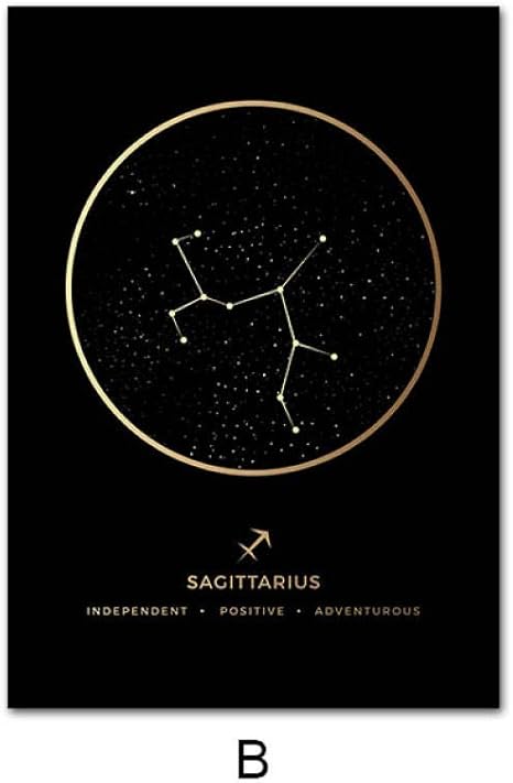 Amazon 射手座 星座 ポスター 干支 天文学 壁 アートパネル 保育園 印刷 ミニマリスト キャンバス 絵画インテリア 北欧 リビング 部屋 装飾 写真 40x60cm いいえ フレーム 絵画 ウォールステッカー オンライン通販