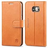 SHIELDON Galaxy S7 Case, Genuine Leather Wallet Case Premium Slim [Magnetic Flap] Flip Cover with Stand & Credit Card Slot Compatible Galaxy S7 Devices (ONLY), Brown
