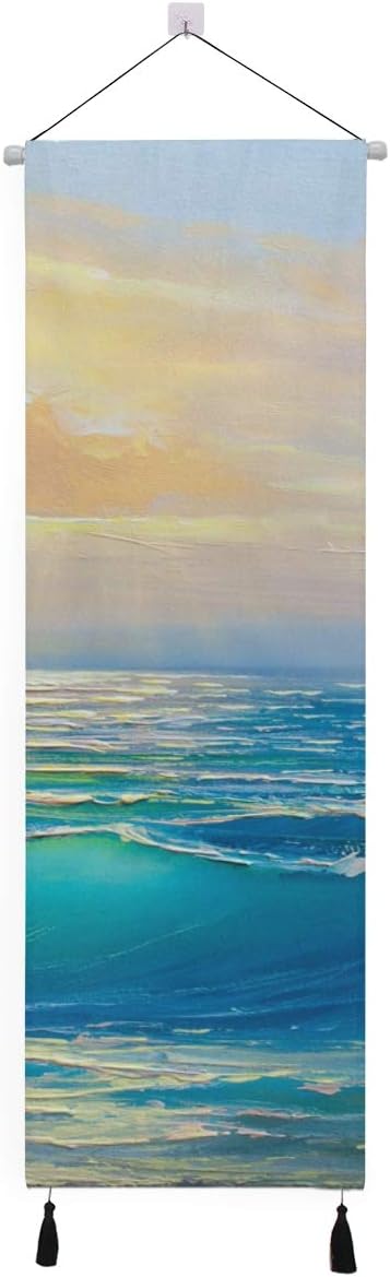 Amazon Co Jp 掛け軸 タペストリー 縦長 縦型 かけじく 床の間 掛け物 人気 おしゃれ 模様替え 飾り用 装飾用 飾り付け 壁画 装飾用品 キャンバス印刷 アートポスター インテリア 部屋飾り壁 壁飾り 個性 壁アート 装飾画 海 日の出 油絵 絵画 ホーム キッチン