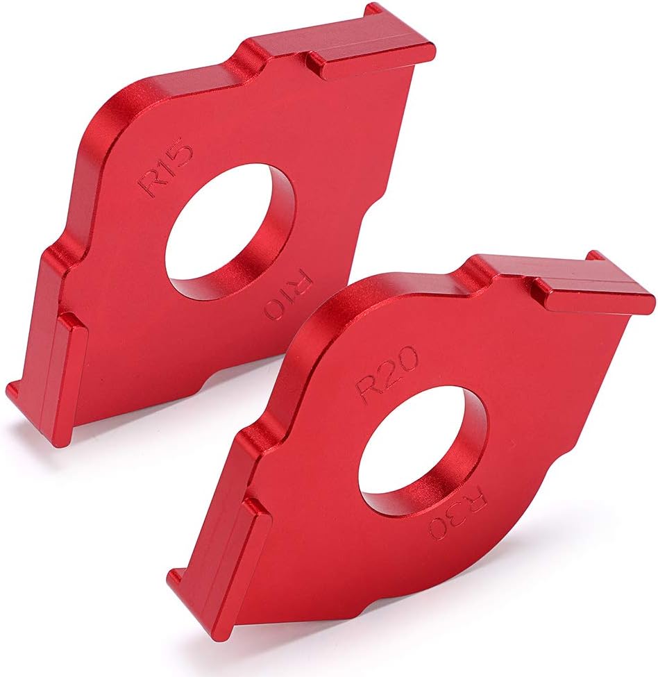 OwnMy Set of 2 Radius Jig Router Templates Corner Radius Routing Templates, Aluminium Alloy Routing Rounded Corners Router Bit Templates for Woodworking Routing, R10 R15 R20 R30 (Red) - - 