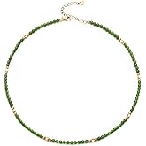 Aleasha Gemstone Beaded Choker Spinel Lapis Lazuli Amethyst Turquoise 14" Necklace for Women Gold Stainless Steel Handmade Strand Boho Jewelry