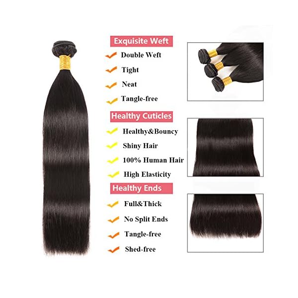 8”10”12”Brazilian straight Amazon.com : Brazilian Straight Human Hair Bundles with  main image 4