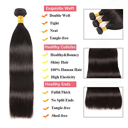 Huarisi-Brazilian-Virgin-Straight-Hair-with-Closure-Free-Part-3-Bundles-Short-Human-Hair-Weaves-4x4-Lace-Closure-Natural-Color-Double-Weft-12-14-16-and-10-Inches