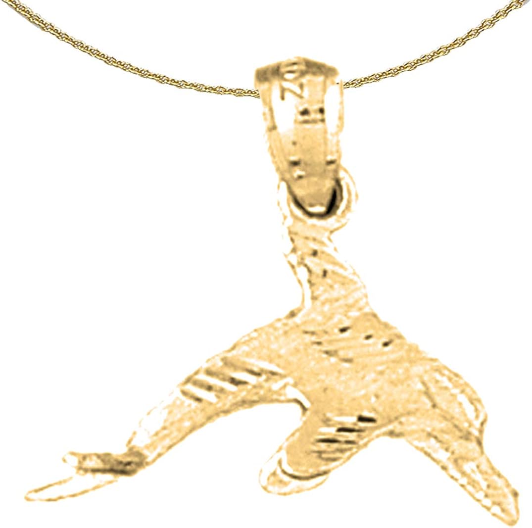14K Yellow Gold-plated 925 Silver Dolphin Pendant Jewels Obsession Silver Dolphin Pendant