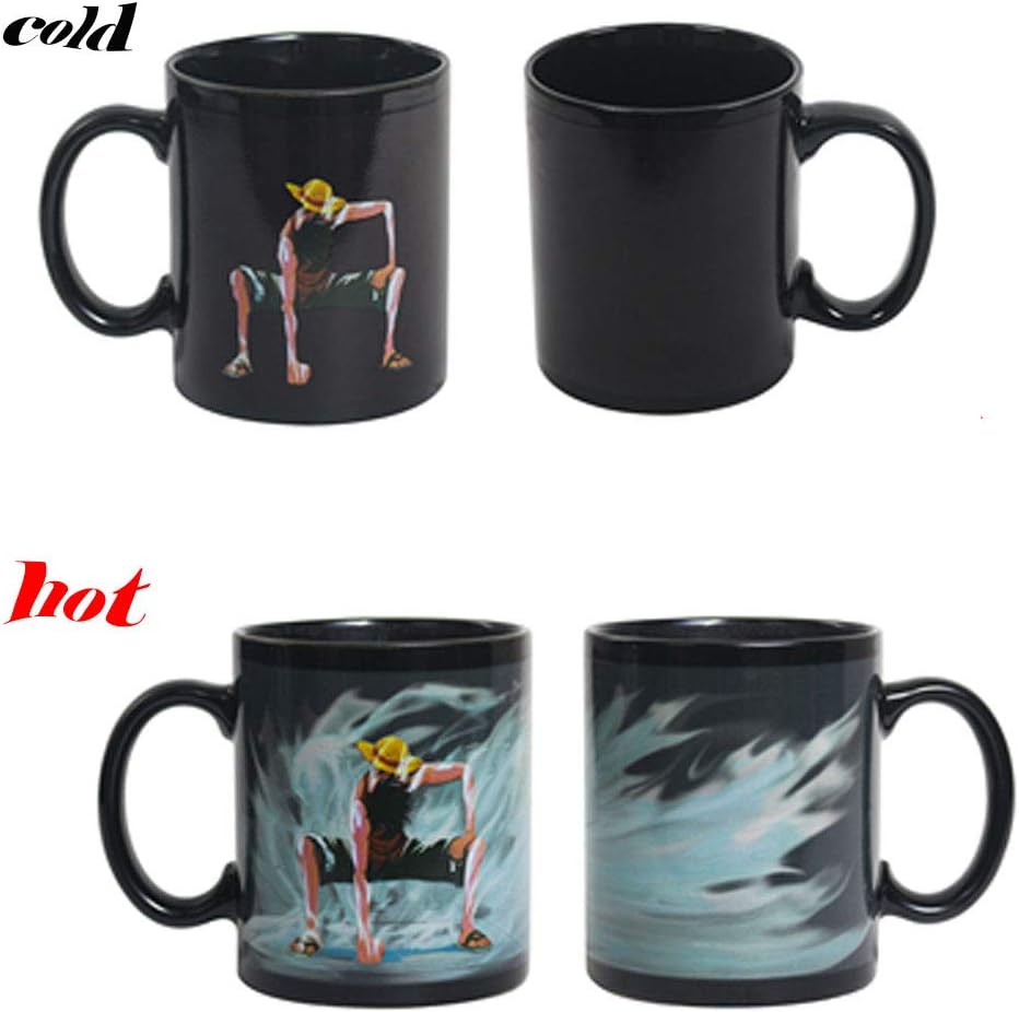 SCAU 12 Oz 400 ml One Piece Luffy Changing Coffee Mug Heat-sensitive Reactive Ceramic Cup Magic Cup