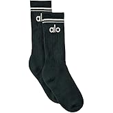 Retro Unisex Socks in Charcoal Green/Ivory by Alo Yoga