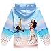 KIDHF Girls Zip Hoodie Moana Sweatshirt Children Coat Cartoon Jacket Outwear (Blue,120/5-6Y)