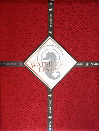 Waterford Linens Fabric Tablecloth Woven Shimmering Red Pattern -- Hamilton, Red -- 70 Inches by 104 Inches