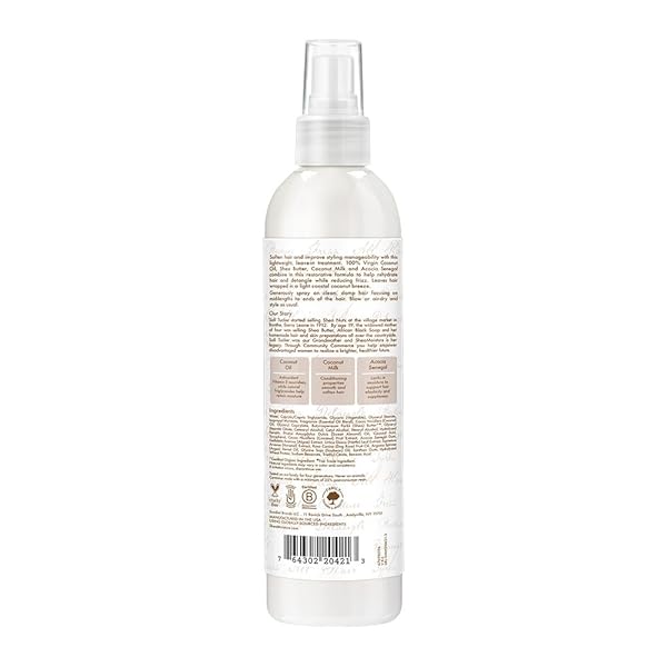 SHEA MOISTURE 100 PERCENT VIRGIN COCONUT OIL LEAVE-IN TREATMENT, 8 OUNCE