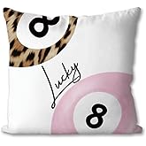 HESQFBH Cheetah Leopard 8 Ball Pillow Covers, Cheetah Leopard Print Room Decor, Funky Preppy Leopard Bedroom Decorative Throw Pillow Covers for Girls Dorm Apartment 18x18 inch