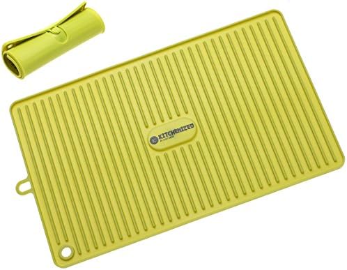 Kitchenized Large Silicone Drying Mat by Chef Mori, Antimicrobial, Dishwasher Safe, Heat Resistant 14" x 9"
