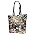 Signare Women’s Navy & Pink Fashion Canvas Tapestry Shoulder Tote Handbag, Travel Handbags for Shopper, Daily Purse Tote Bag with Peony Flower in Black (SHOU-PEO)