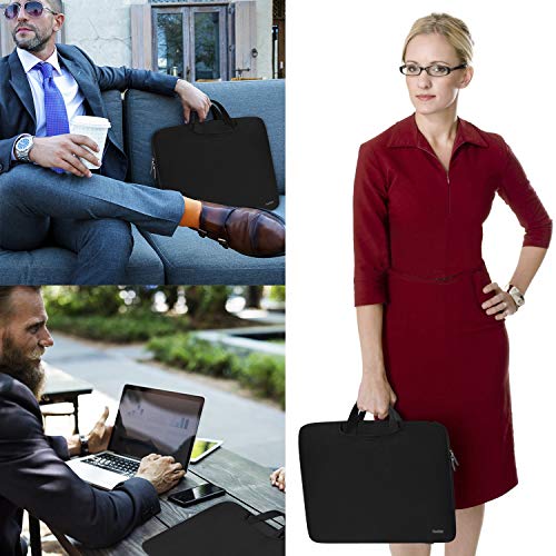 Naukay 15 inch Laptop Bag,Resistant Neoprene Laptop Sleeve with Handle/Notebook Computer Protective Case Cover/Ultrabook Briefcase Carrying Bag for 13 14 15 inch Laptop, Computer, Tablet - Black - Thumbnail 6