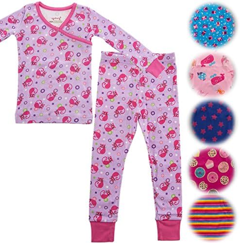 PLove Kids Two-Piece Organic Cotton Pajamas Little Girls Toddler PJs Pants Shirt