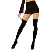 Yilanmy Faux Thigh High Stockings for Women, Mock Thigh High Tights Over Knee Stockings Fake Sheer Pantyhose