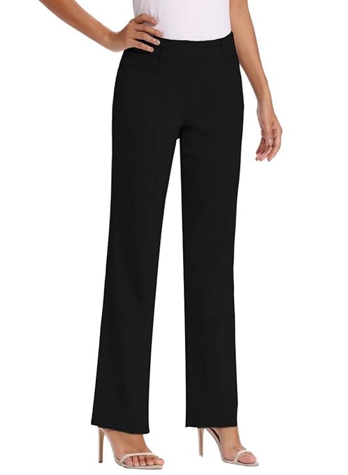 Buy Vocni Women's Bootcut Stretch Elastic Waist Slim Fit Comfortable Pull on Dress Pants Full 