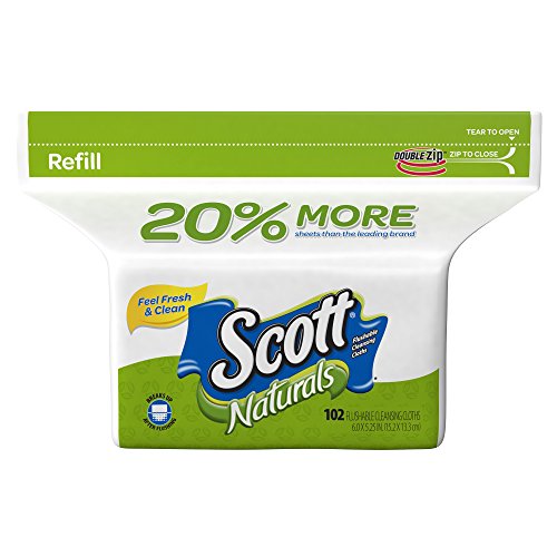 Scott Naturals Folded Flushable Moist Wipes, 102count Refill (Pack of