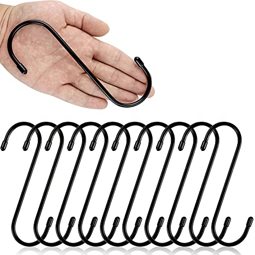 10 Pack 6 Inch Black Large S Hanging Hooks for Hanging Clothes Heavy