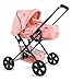 TRIOKID 2 in 1 Baby Deluxe Doll Pram ViViLIne Stroller Peach Pink Drawable Fabric Kids Toys with Doll Bassinet