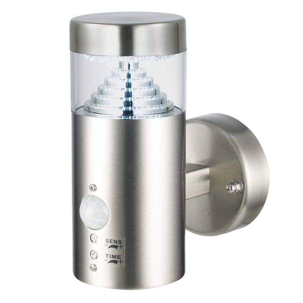 Pyramid Outdoor Wall Lights – Security Lights Outdoor Motion Sensor – GU10 Led Pir with Manual Override – Brushed Stainless Steel Motion Security Light – IP44 Weatherproof Front Door Light